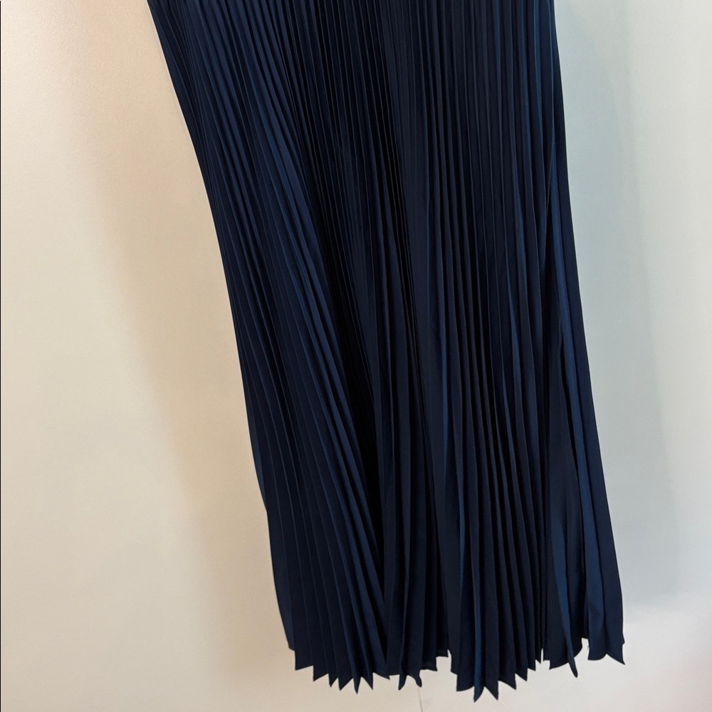 MARINA Deep Blue Knife Pleated Sleeveless Midi Dress - Picture 7 of 12